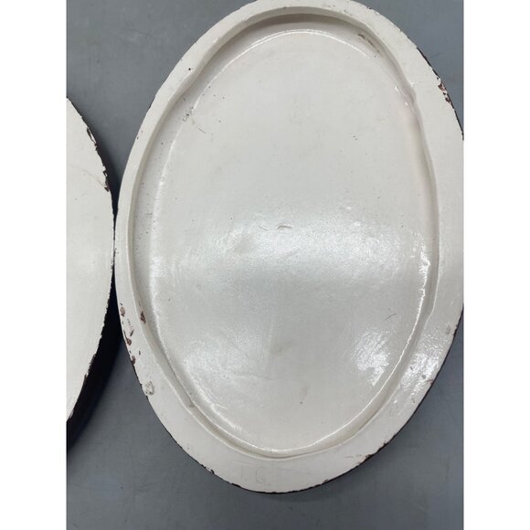 vintage hand painted set of 2 T.G. Holland kids wall art work oval brown READ - Picture 7 of 8